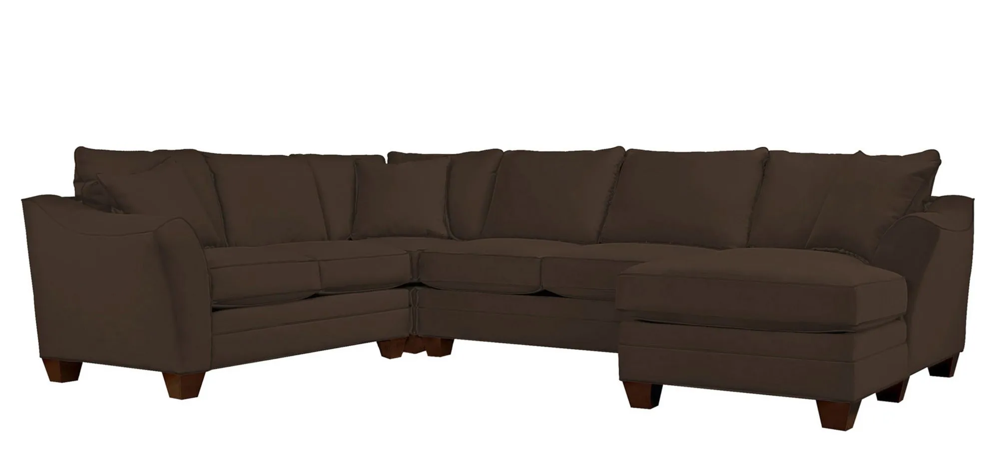 Foresthill 4-pc. Sectional w/ Right Arm Facing Chaise in Suede So Soft Chocolate by H.M. Richards