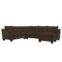 Foresthill 4-pc. Sectional w/ Right Arm Facing Chaise in Suede So Soft Chocolate by H.M. Richards