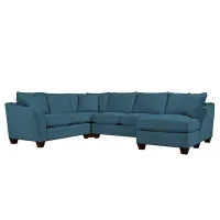 Foresthill 4-pc. Sectional w/ Right Arm Facing Chaise in Suede So Soft Lagoon by H.M. Richards