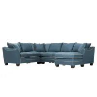 Foresthill 4-pc. Sectional w/ Right Arm Facing Chaise in Suede So Soft Indigo/Mineral by H.M. Richards