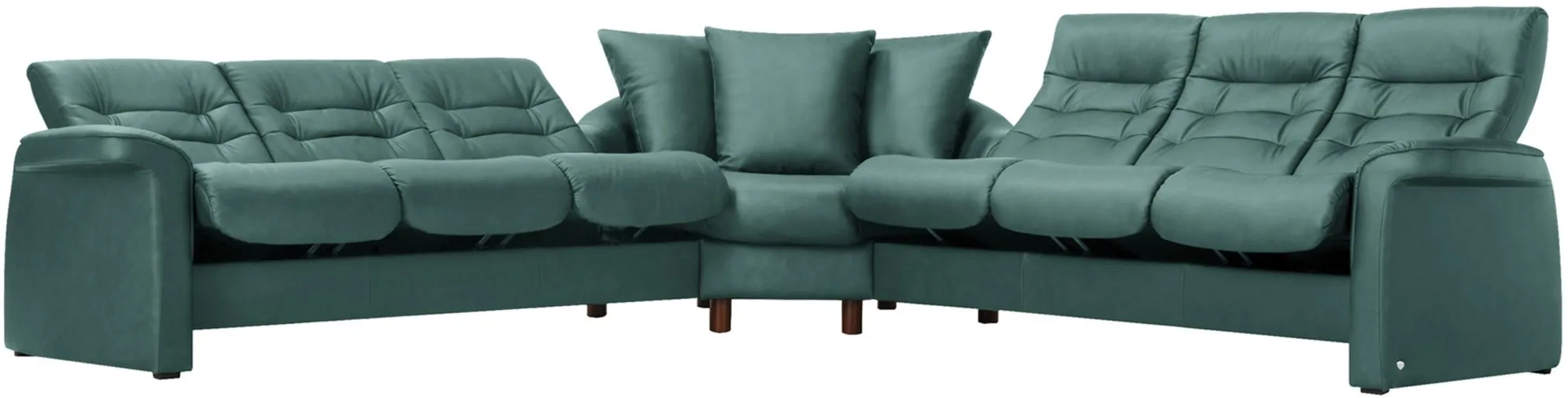 Stressless Sapphire 3-pc. Leather Reclining Sectional Sofa in Paloma Aqua Green by Stressless