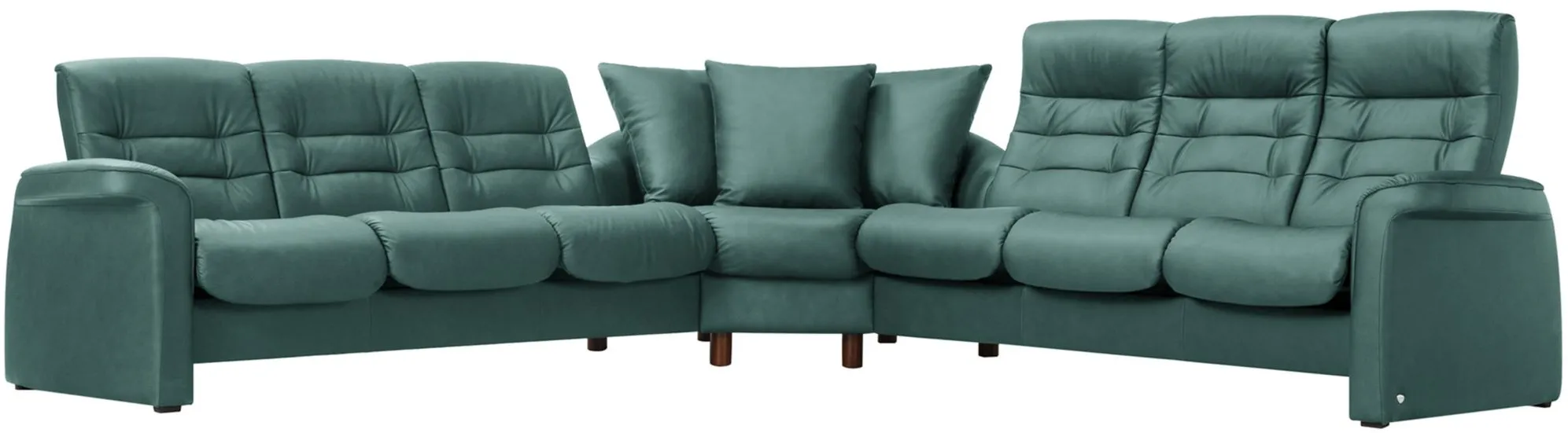 Stressless Sapphire 3-pc. Leather Reclining Sectional Sofa in Paloma Aqua Green by Stressless