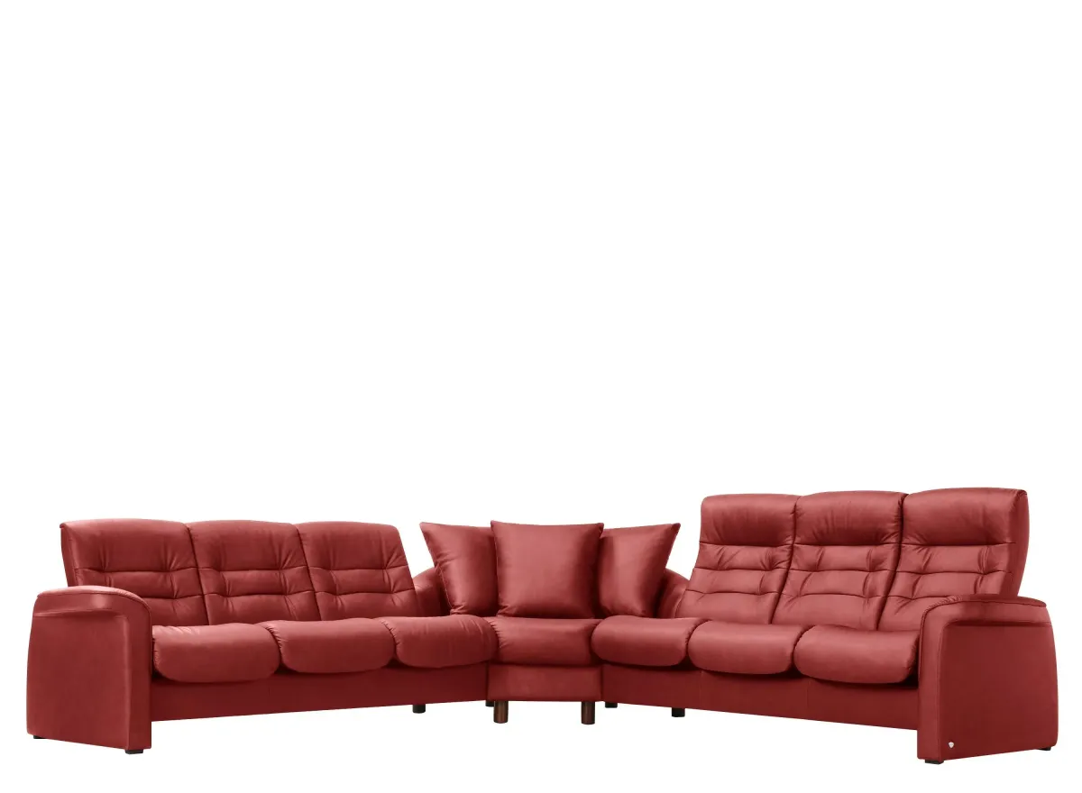 Stressless Sapphire 3-pc. Leather Reclining Sectional Sofa in Paloma Henna by Stressless