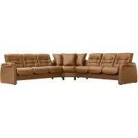 Stressless Sapphire 3-pc. Leather Reclining Sectional Sofa in Paloma Taupe by Stressless