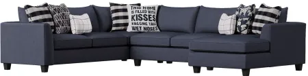 Daine 3-pc. Sectional Sofa w/ Full Sleeper in Popstich Navy by Fusion Furniture
