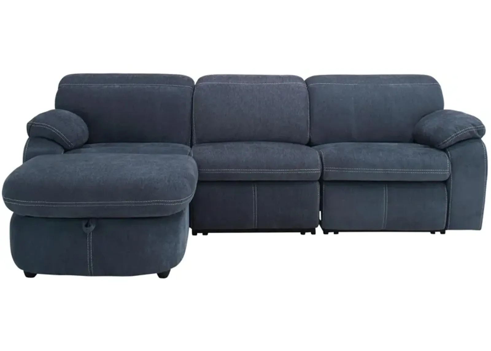 Enbright Microfiber 3-pc. Power-Reclining Sectional in Blue by Bellanest