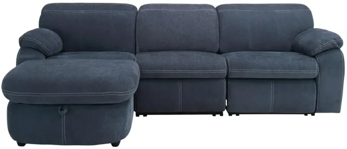 Enbright Microfiber 3-pc. Power-Reclining Sectional in Blue by Bellanest