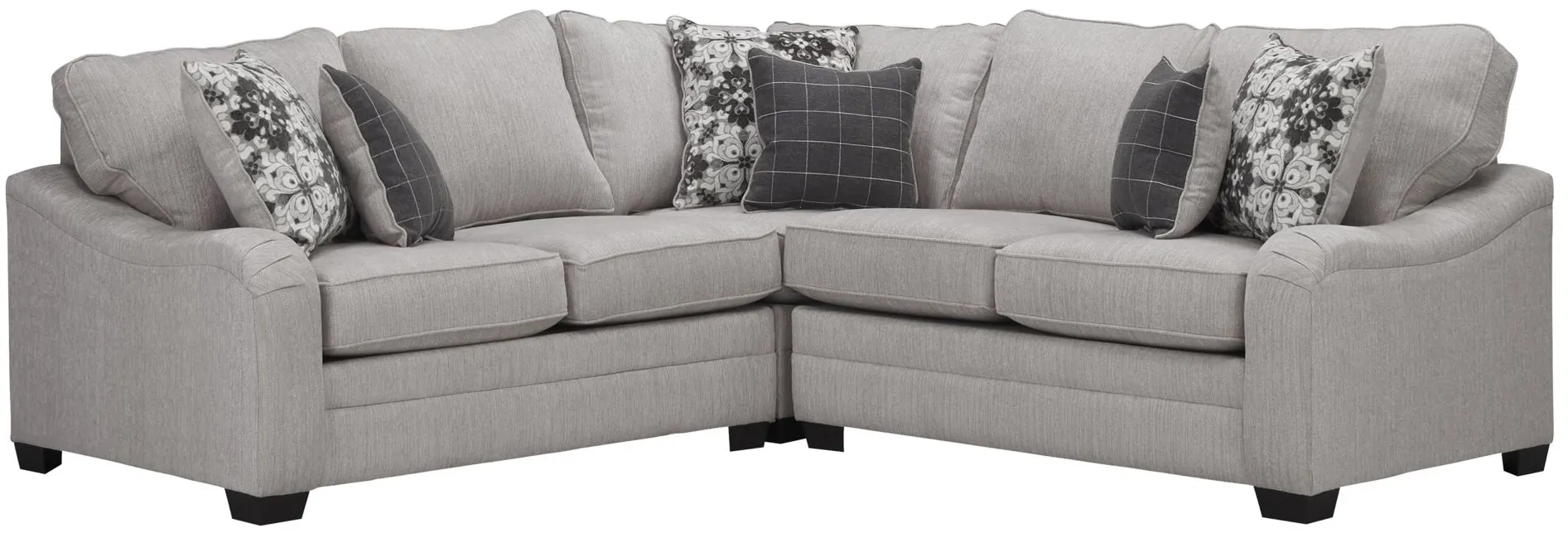 Caid 3-pc. Chenille Sectional in Gray by Flair