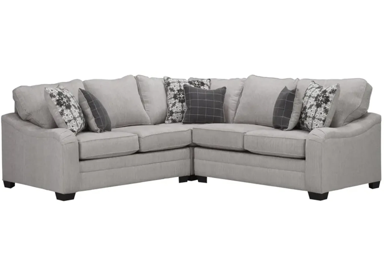 Caid 3-pc. Chenille Sectional in Gray by Flair