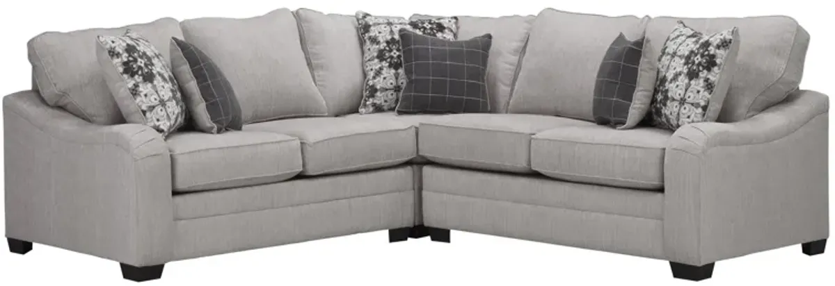 Caid 3-pc. Chenille Sectional in Gray by Flair