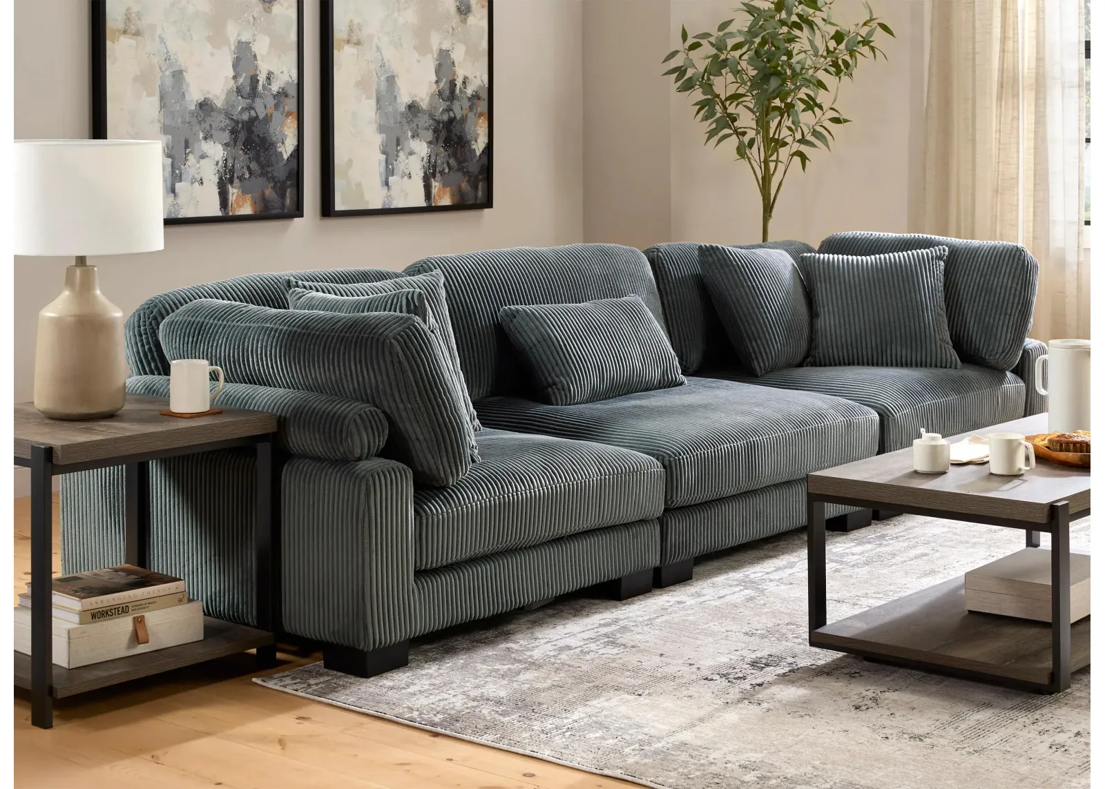 Maverick 3-pc. Sofa in Corduroy Gray by Bellanest