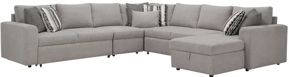 Barry 5-pc. Sectional w/ Pop-Up Sleeper in Gray by Bellanest