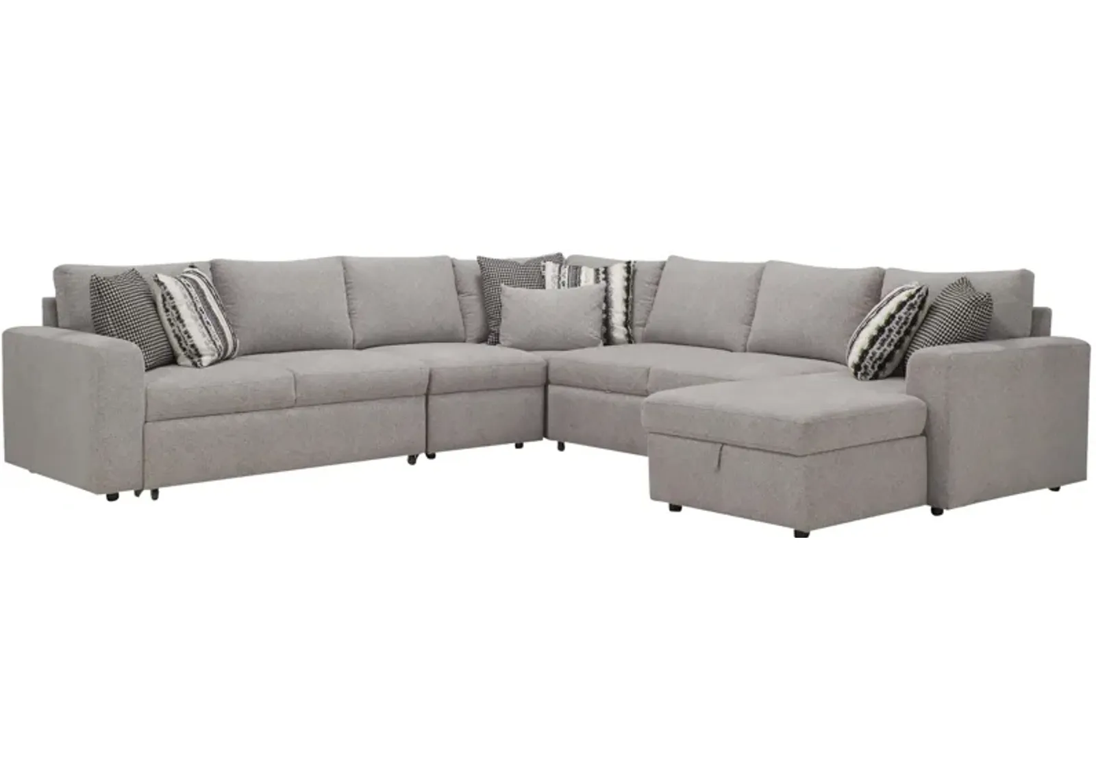 Barry 5-pc. Sectional w/ Pop-Up Sleeper in Gray by Bellanest