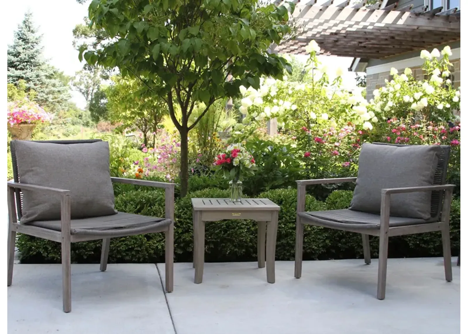 Bohemian 3-pc. Eucalyptus Outdoor Lounge Set in Faye Ash by Outdoor Interiors