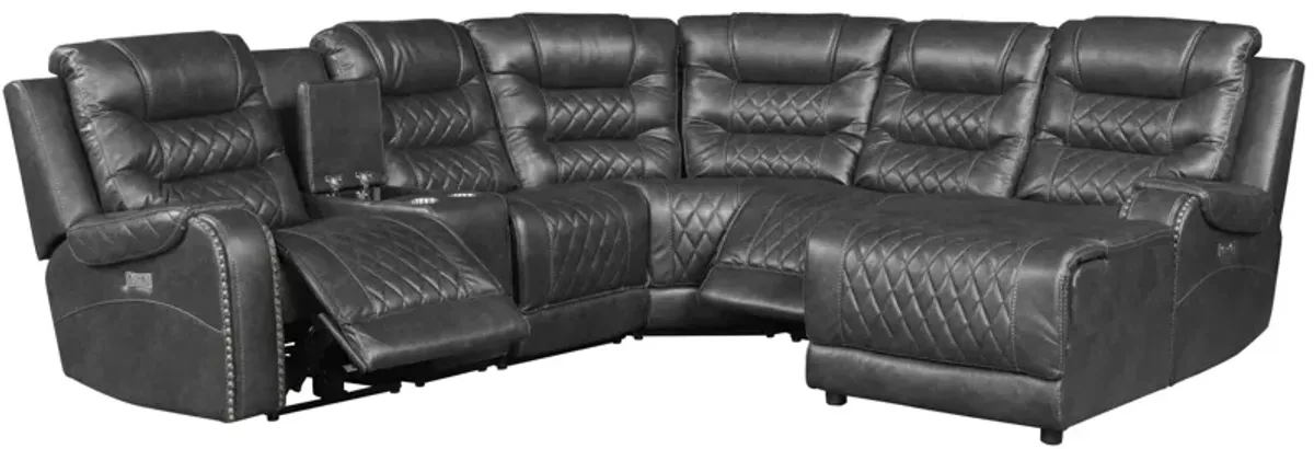 Greenway 6-pc. Modular Power Reclining Sectional Sofa W/ Chaise in Gray by Homelegance