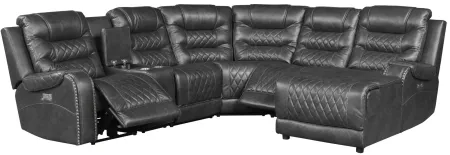 6-pc Modular Power Reclining Sectional Sofa w/ Chaise in Gray by Homelegance