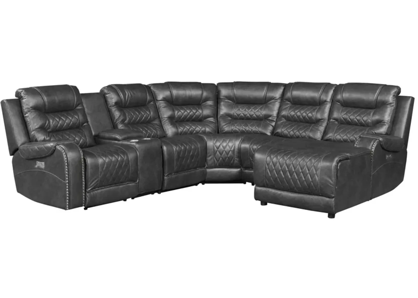 Greenway 6-pc. Modular Power Reclining Sectional Sofa W/ Chaise in Gray by Homelegance