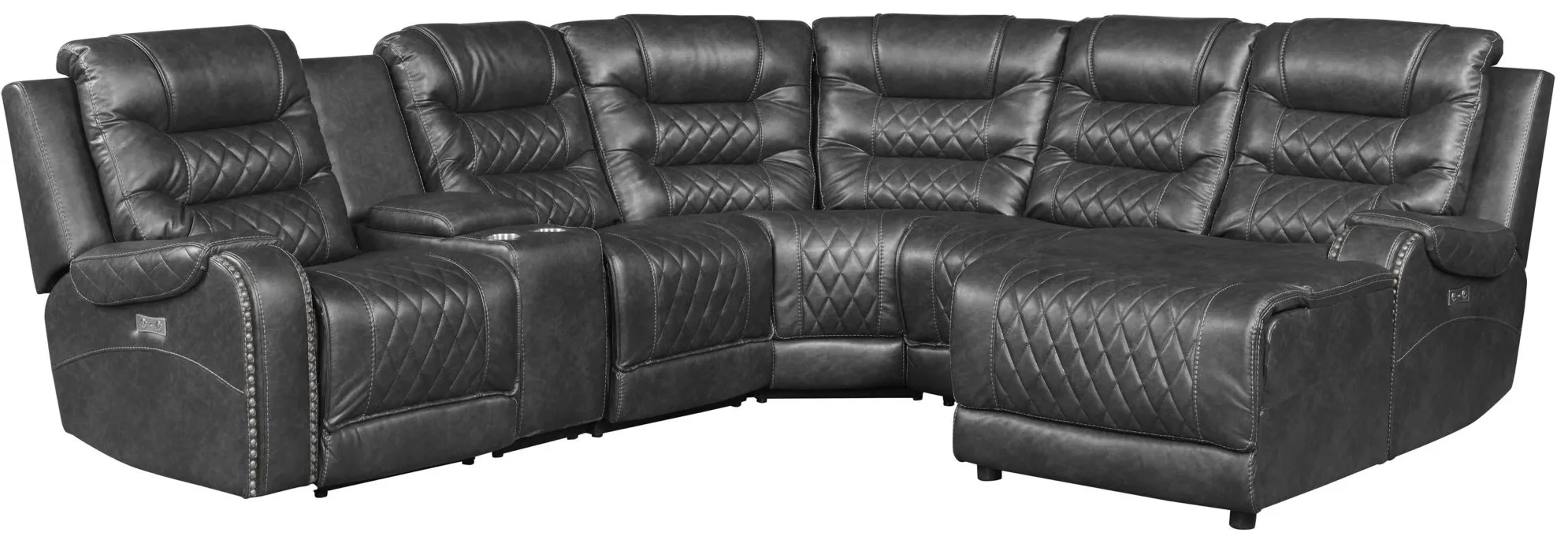 6-pc Modular Power Reclining Sectional Sofa w/ Chaise in Gray by ...