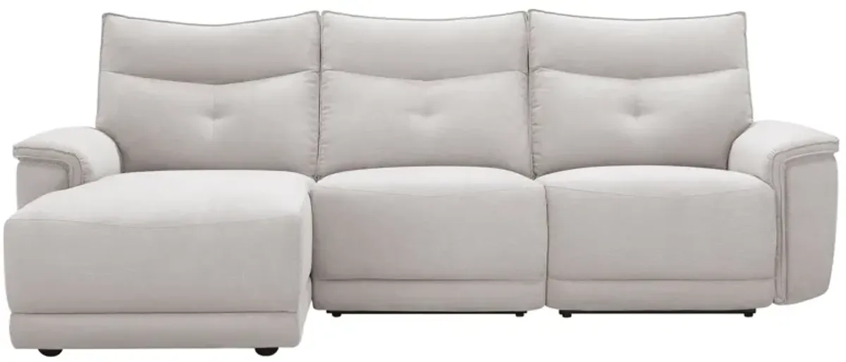 Graceland 3-pc. Sectional Sofa w/ Power Headrests in Mist Gray by Bellanest