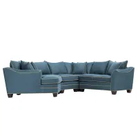 Foresthill 4-pc. Left Hand Cuddler Sectional Sofa in Suede So Soft Indigo/Mineral by H.M. Richards