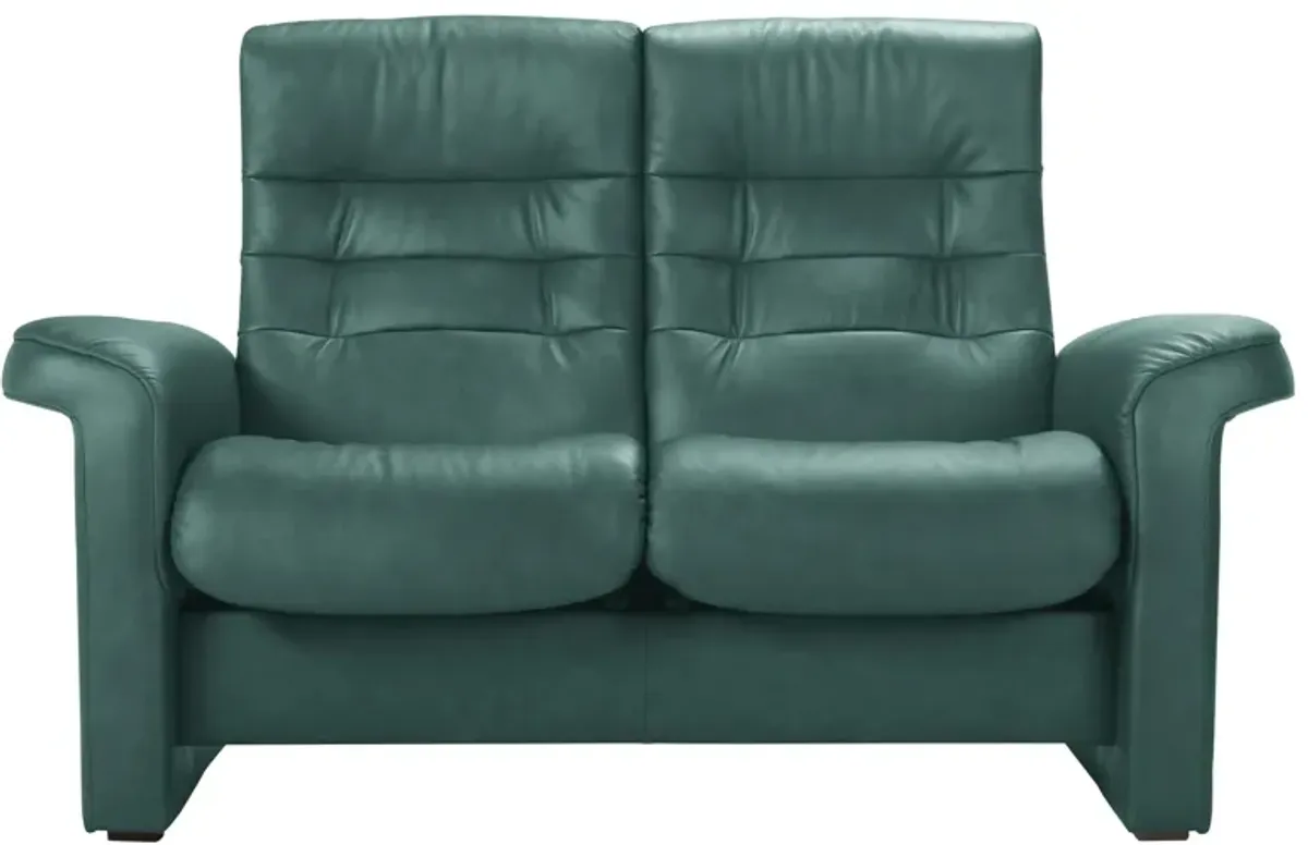 Stressless Sapphire Leather Reclining Loveseat in Paloma Aqua Green by Stressless