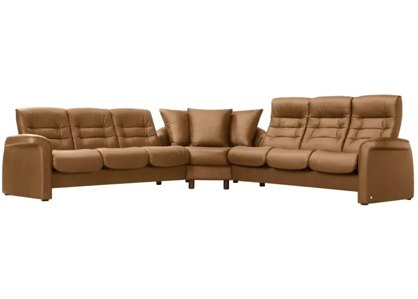 Stressless Sapphire 3-pc. Leather Reclining Sectional Sofa in Paloma Taupe by Stressless