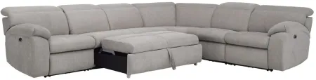 Enbright Microfiber 5-pc. Power-Reclining Sectional w/ Pop-Up Sleeper in Gray by Bellanest