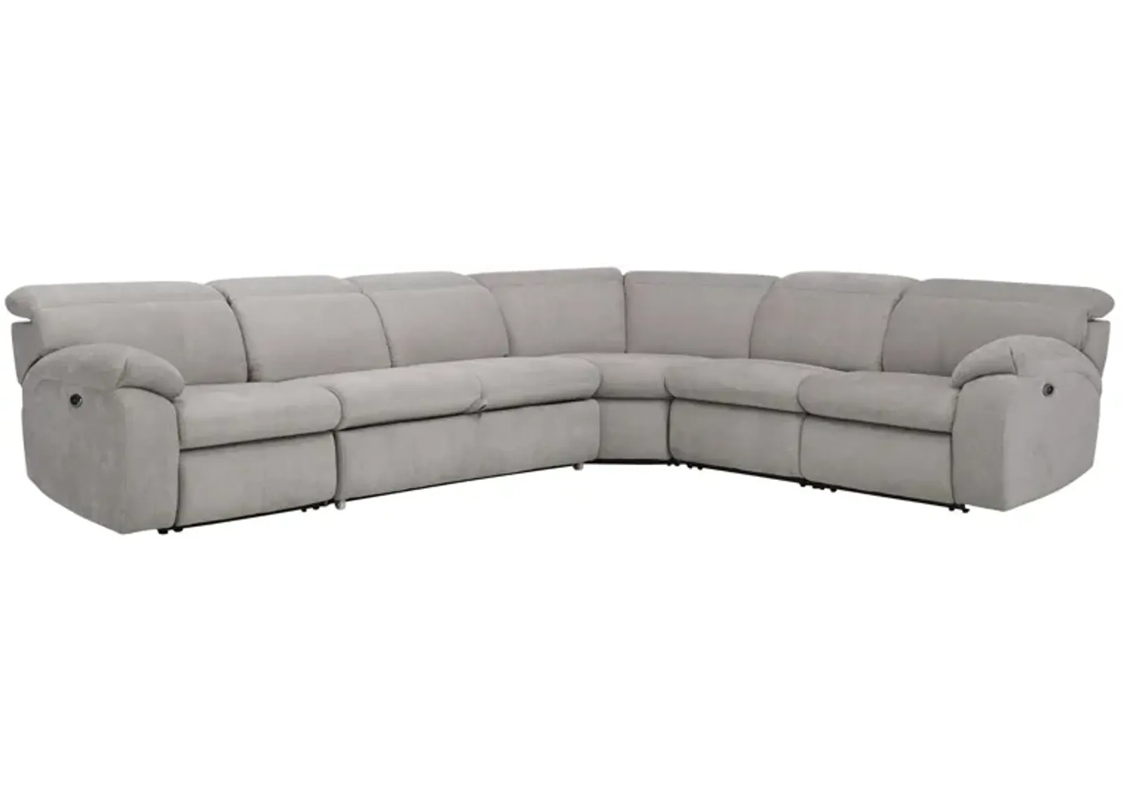 Enbright Microfiber 5-pc. Power-Reclining Sectional w/ Pop-Up Sleeper in Gray by Bellanest