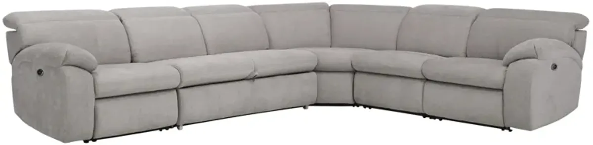 Enbright Microfiber 5-pc. Power-Reclining Sectional w/ Pop-Up Sleeper in Gray by Bellanest