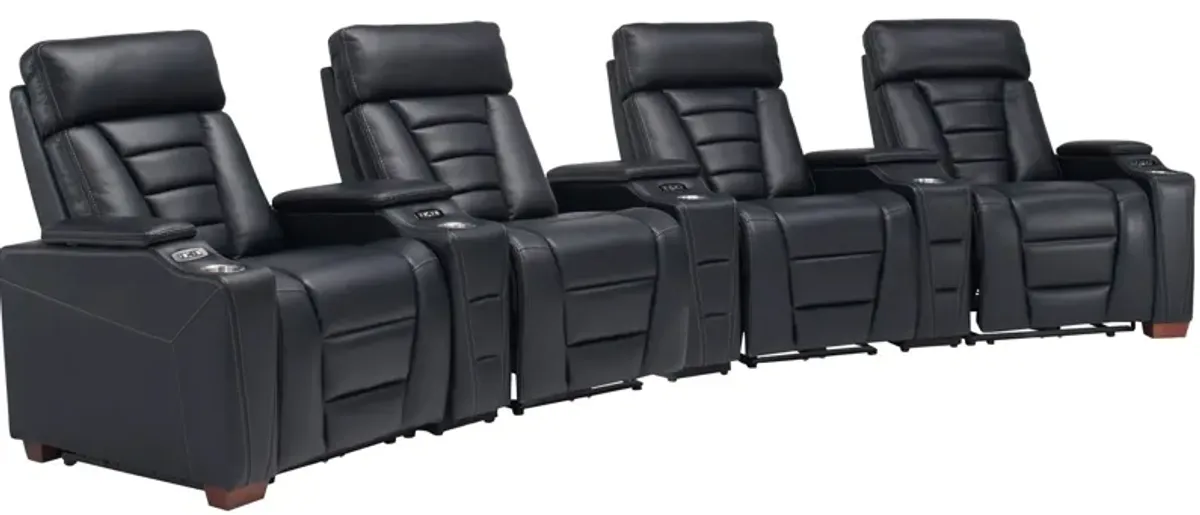 Edison 4-pc. Curved Power Home Theater Sectional in Black by Davis Intl.