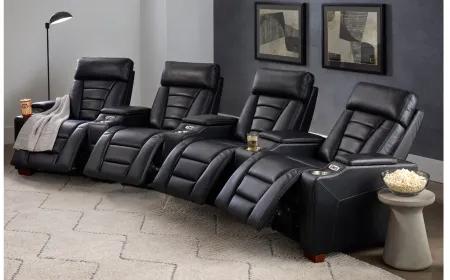 Edison 4-pc. Curved Power Home Theater Sectional in Black by Davis Intl.