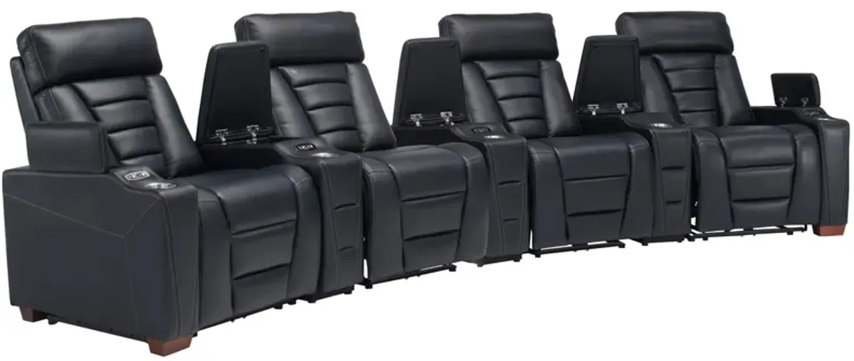 Edison 4-pc. Curved Power Home Theater Sectional in Black by Davis Intl.