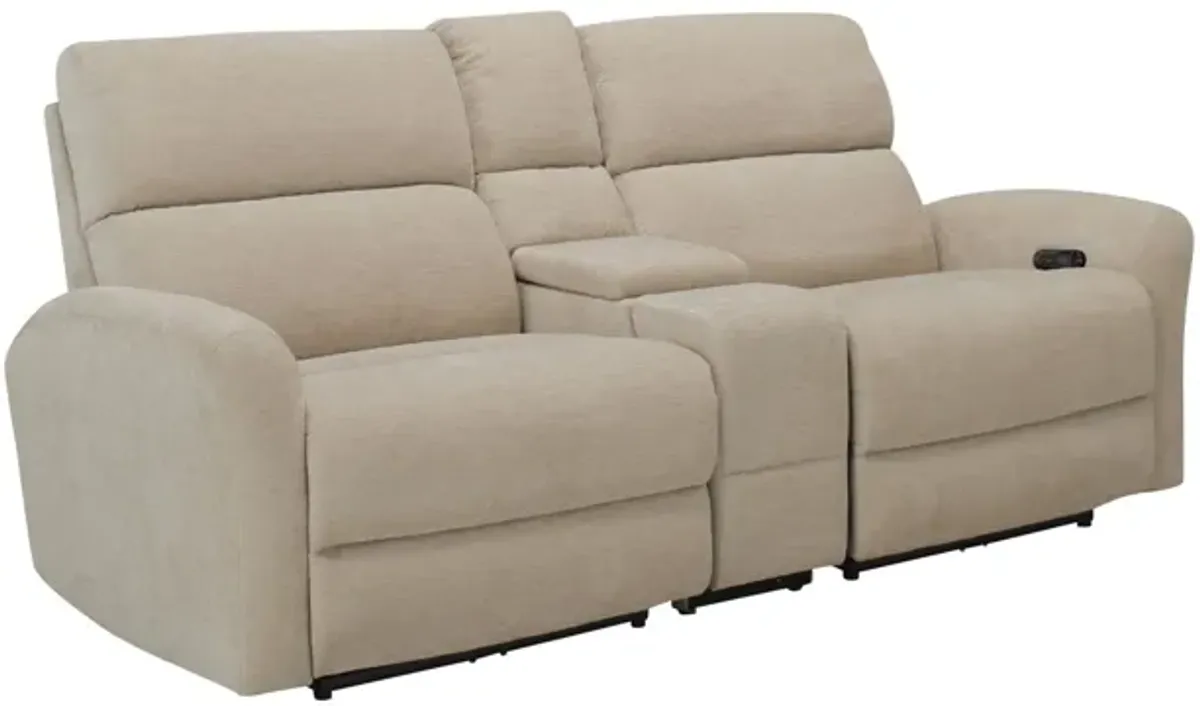 Fletcher 3-pc. Power Console Loveseat w/ Power Headrests in Shambala Porcelain by Bellanest