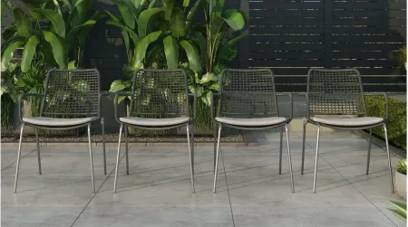 Amazonia Outdoor 4-pc. Rope Steel Chairs in Driftwood Gray by International Home Miami
