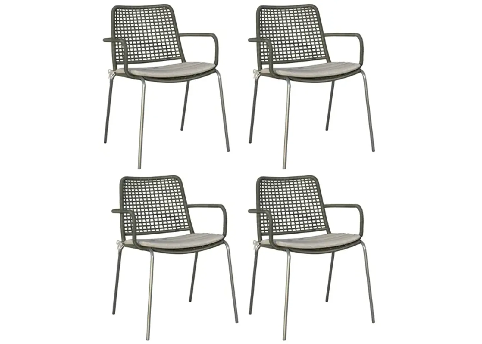 Amazonia Outdoor 4-pc. Rope Steel Chairs in Driftwood Gray by International Home Miami