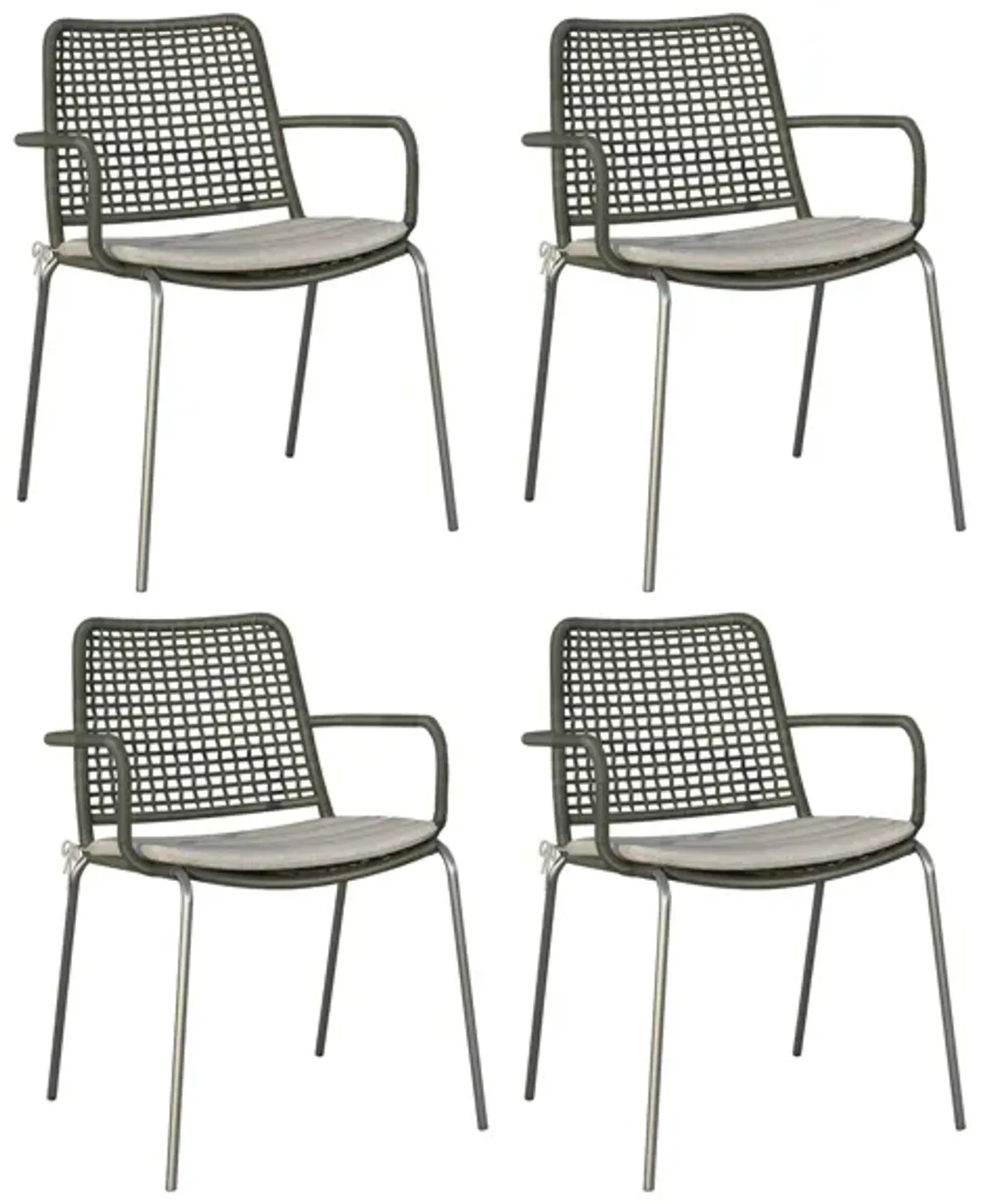 Amazonia Outdoor 4-pc. Rope Steel Chairs in Driftwood Gray by International Home Miami