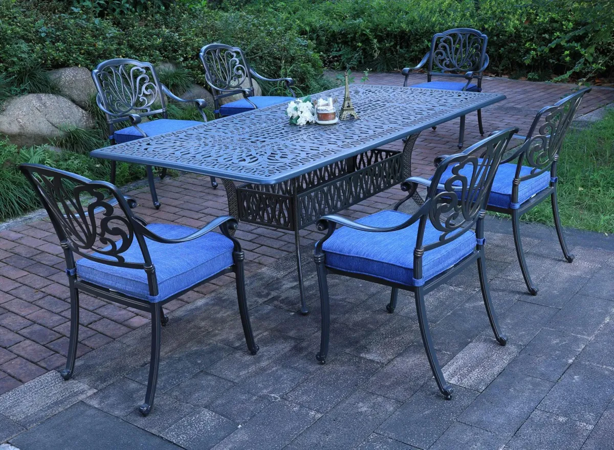 Geneva 7-pc. Outdoor Dining Set in Navy Blue by Bellanest