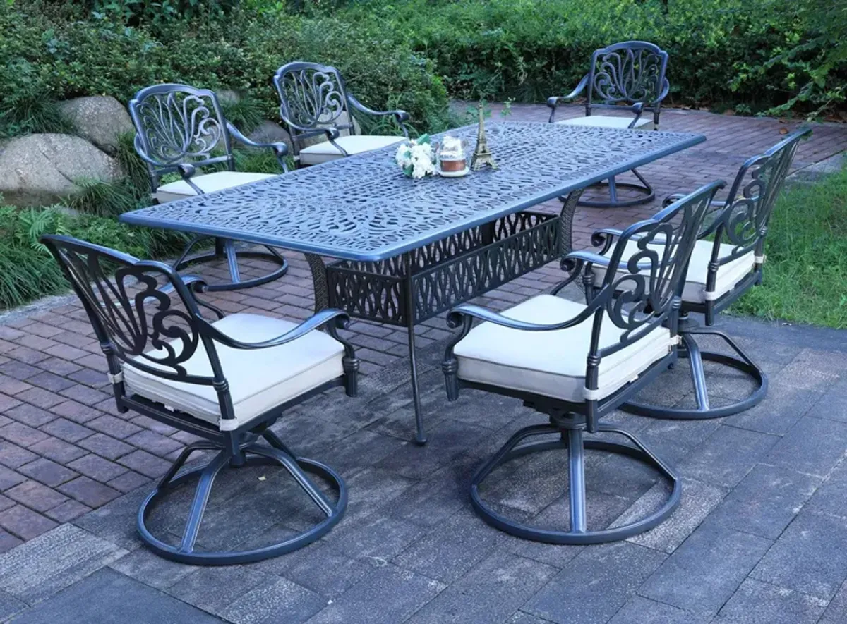 Geneva 7-pc. Outdoor Swivel Dining Set in Spectrum Sand by Bellanest