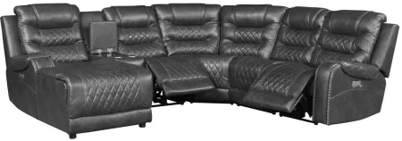 6-pc Modular Power Reclining Sectional Sofa W/ Chaise in Gray by Homelegance