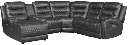 6-pc Modular Power Reclining Sectional Sofa W/ Chaise in Gray by Homelegance