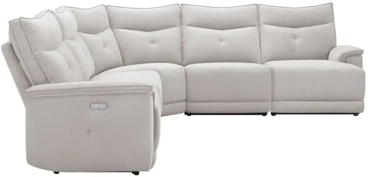 Graceland 5-pc. Sectional Sofa w/Power Headrests in Mist Gray by Bellanest