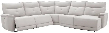 Graceland 5-pc. Sectional Sofa w/Power Headrests in Mist Gray by Bellanest