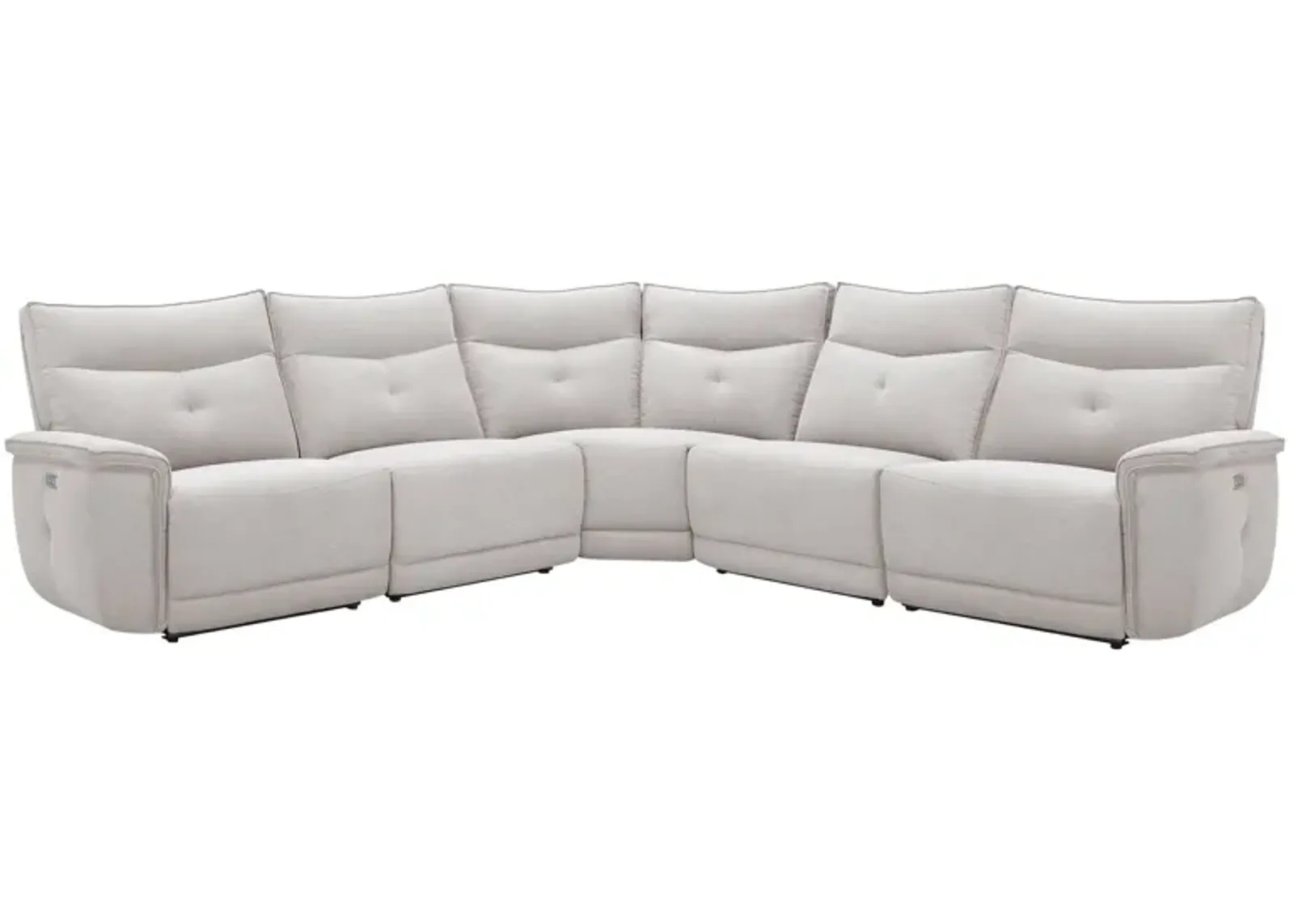 Graceland 5-pc. Sectional Sofa w/Power Headrests in Mist Gray by Bellanest