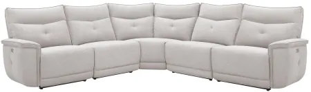 Graceland 5-pc. Sectional Sofa w/Power Headrest in Mist Gray by Bellanest