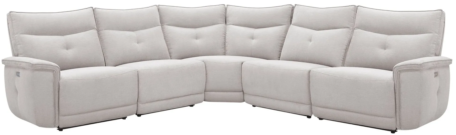 Graceland 5-pc. Sectional Sofa w/Power Headrests in Mist Gray by Bellanest