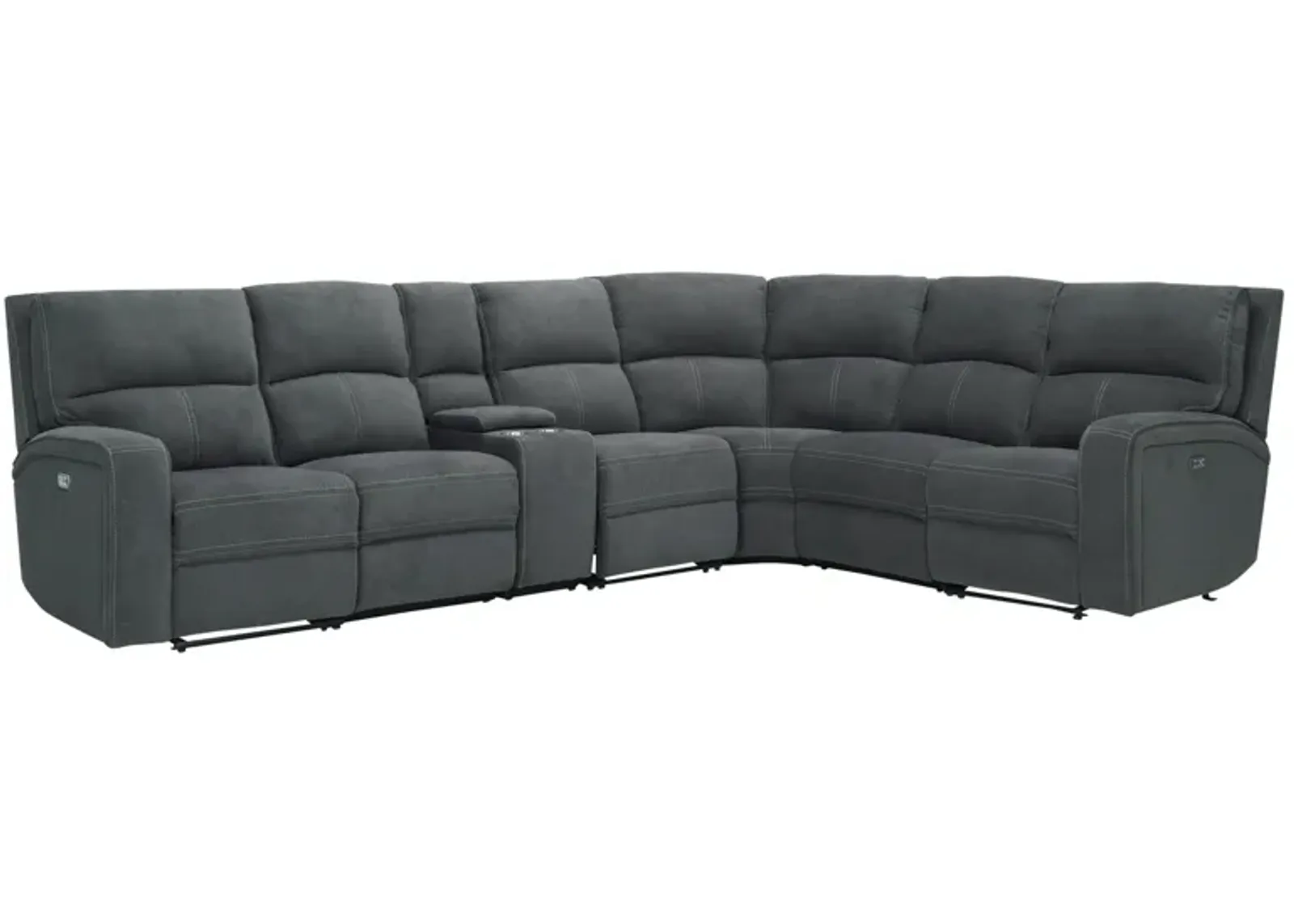 Ian 7-pc. Power Sectional w/ Power Headrest & Lumbar in Gray by Bellanest