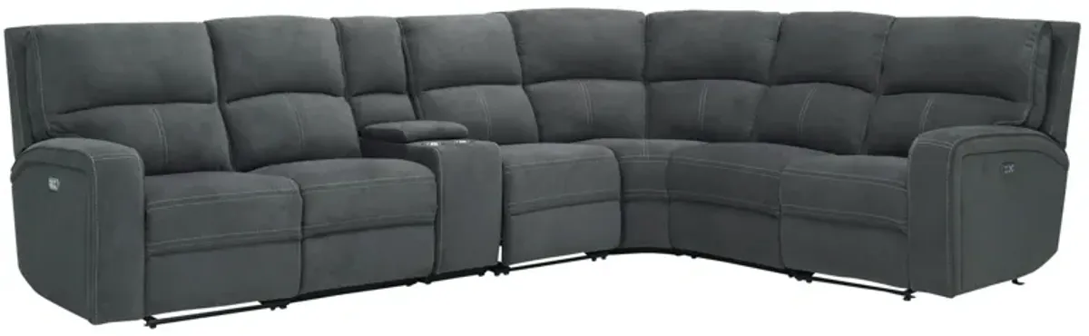 Ian 7-pc. Power Sectional w/ Power Headrest & Lumbar in Gray by Bellanest