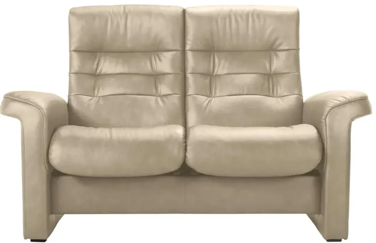 Stressless Sapphire Leather Reclining Loveseat in Paloma Light Grey by Stressless