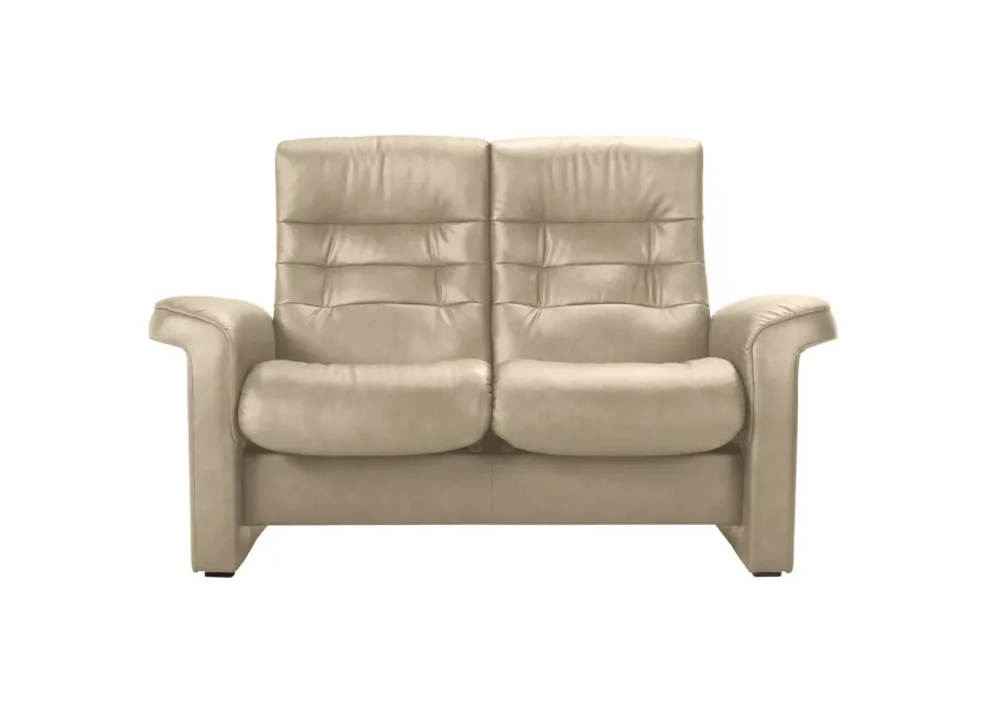Stressless Sapphire Leather Reclining Loveseat in Paloma Light Grey by Stressless