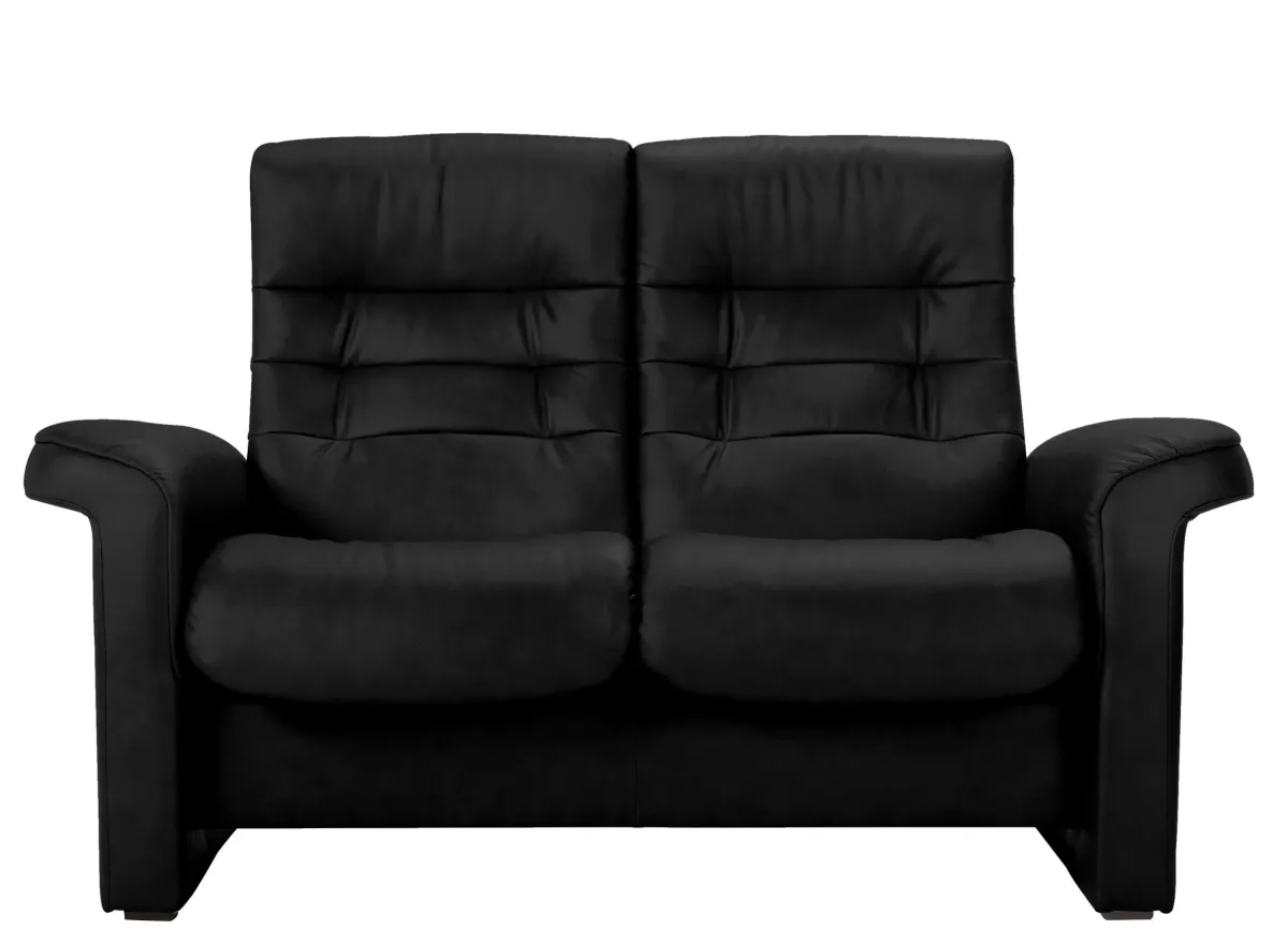 Stressless Sapphire Leather Reclining Loveseat in Paloma Black by Stressless